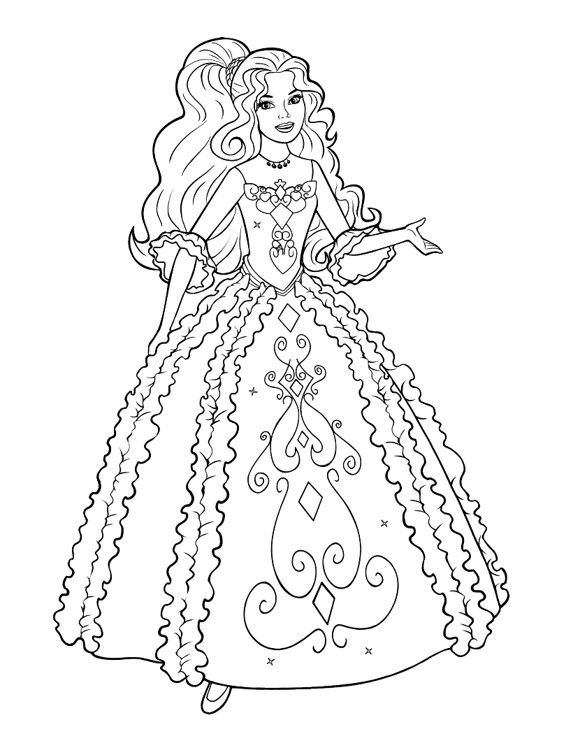 Coloring page Barbie goes to the ball
