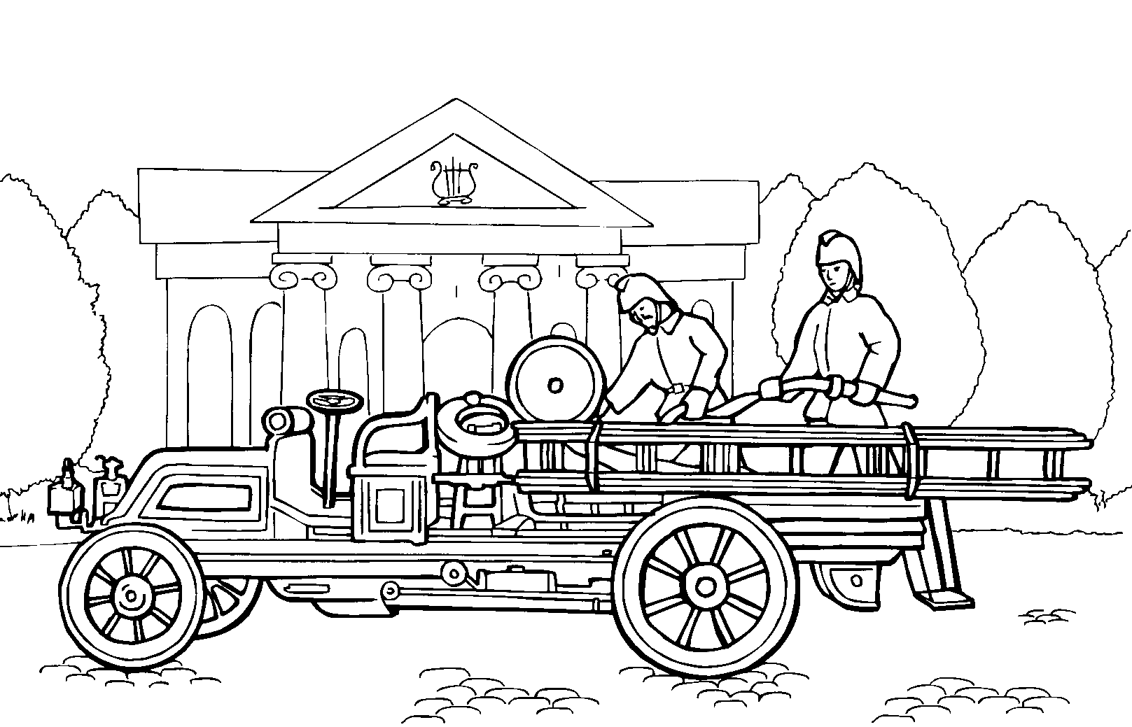 Coloring page The first fire truck