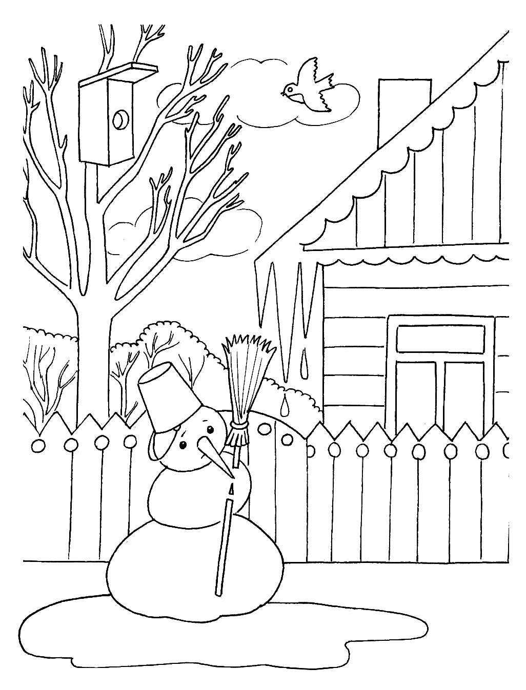 Melting Snowman Page Coloring Pages