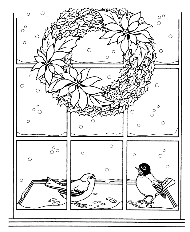 Coloring page Snow outside the window