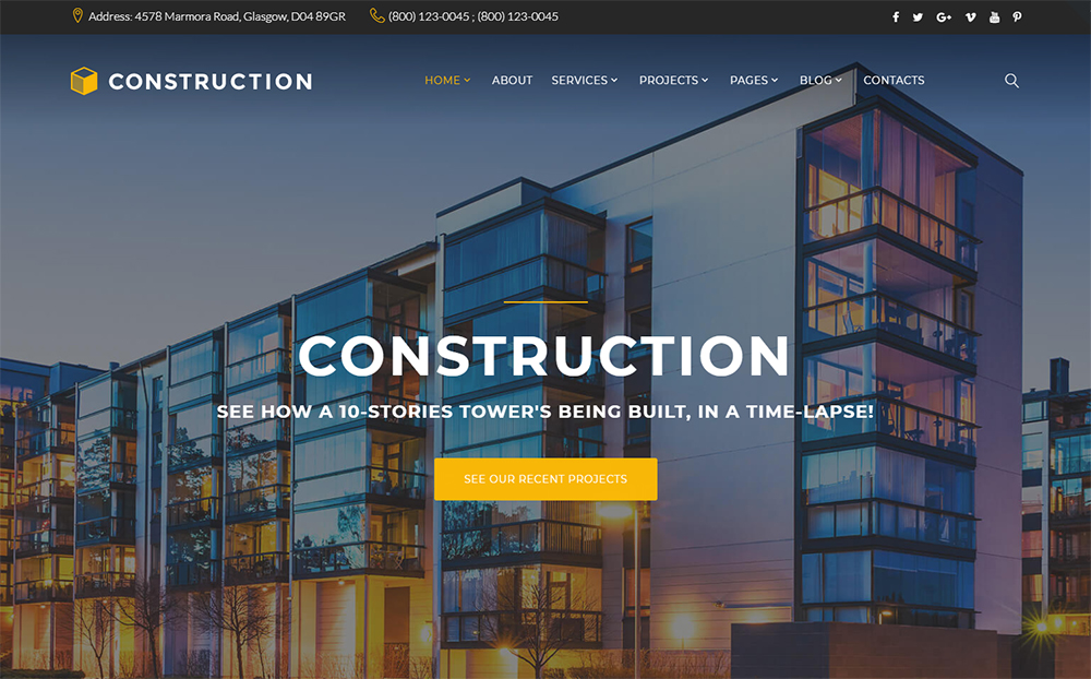 20+ Construction & Architecture site Themes 2020 Colorlib