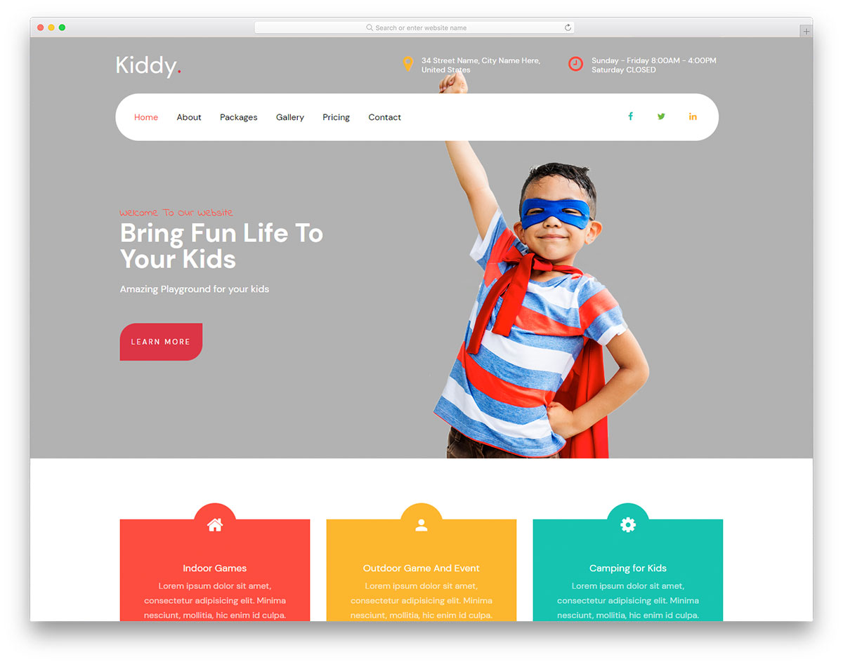 Kiddy Free Kids Care site Template 2024 Colorlib