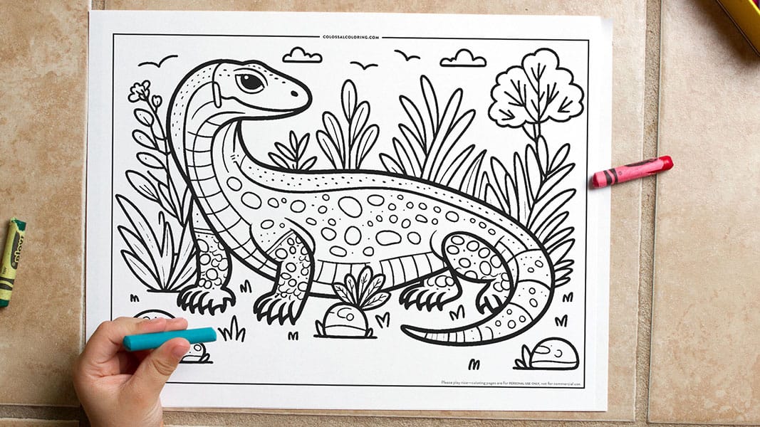 Komodo Dragon • Free Printable Coloring Page
