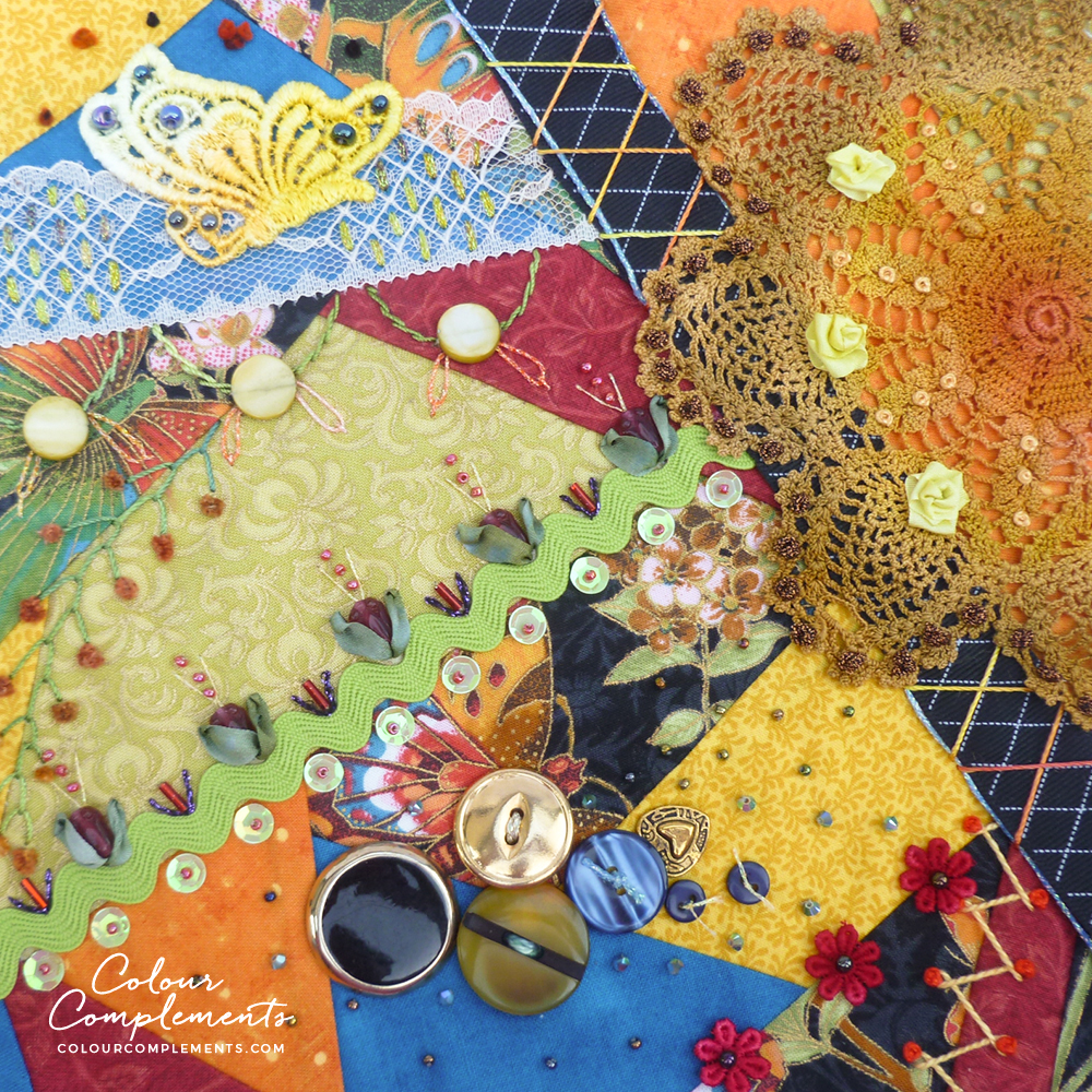 The Grand Finale Highlighting Various Crazy Quilt Techniques