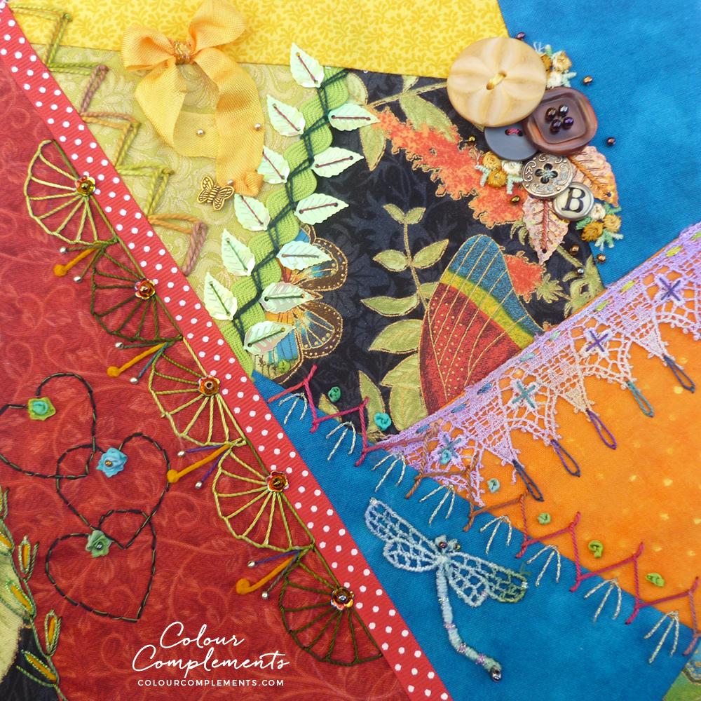 CRAZY QUILTING using Colour Complements embroidery threads