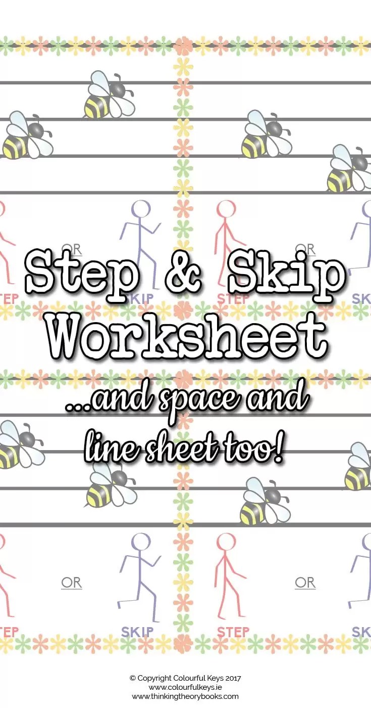 Step or Skip & Space or Line Music Worksheets Colourful Keys