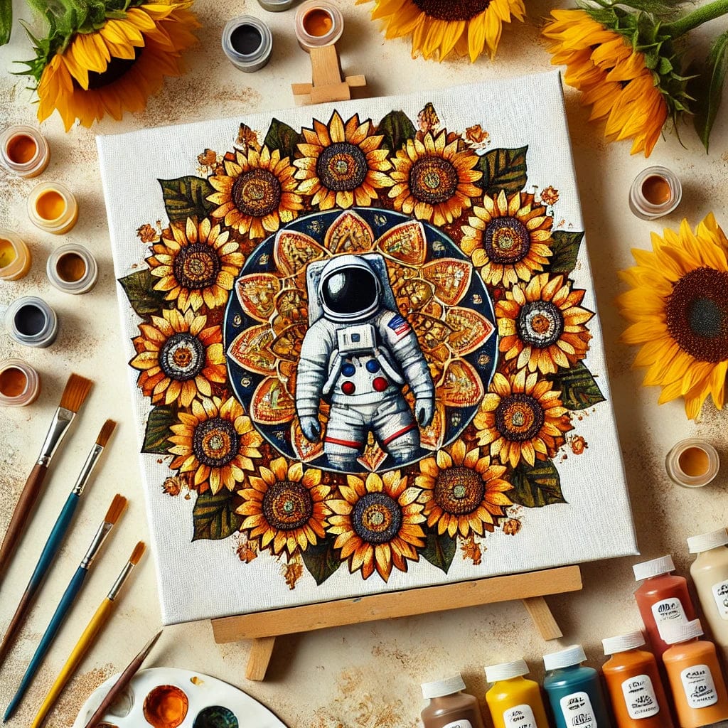 'Astronaut x Mandalas' Original Paint by Numbers 40x40cm Colourmost