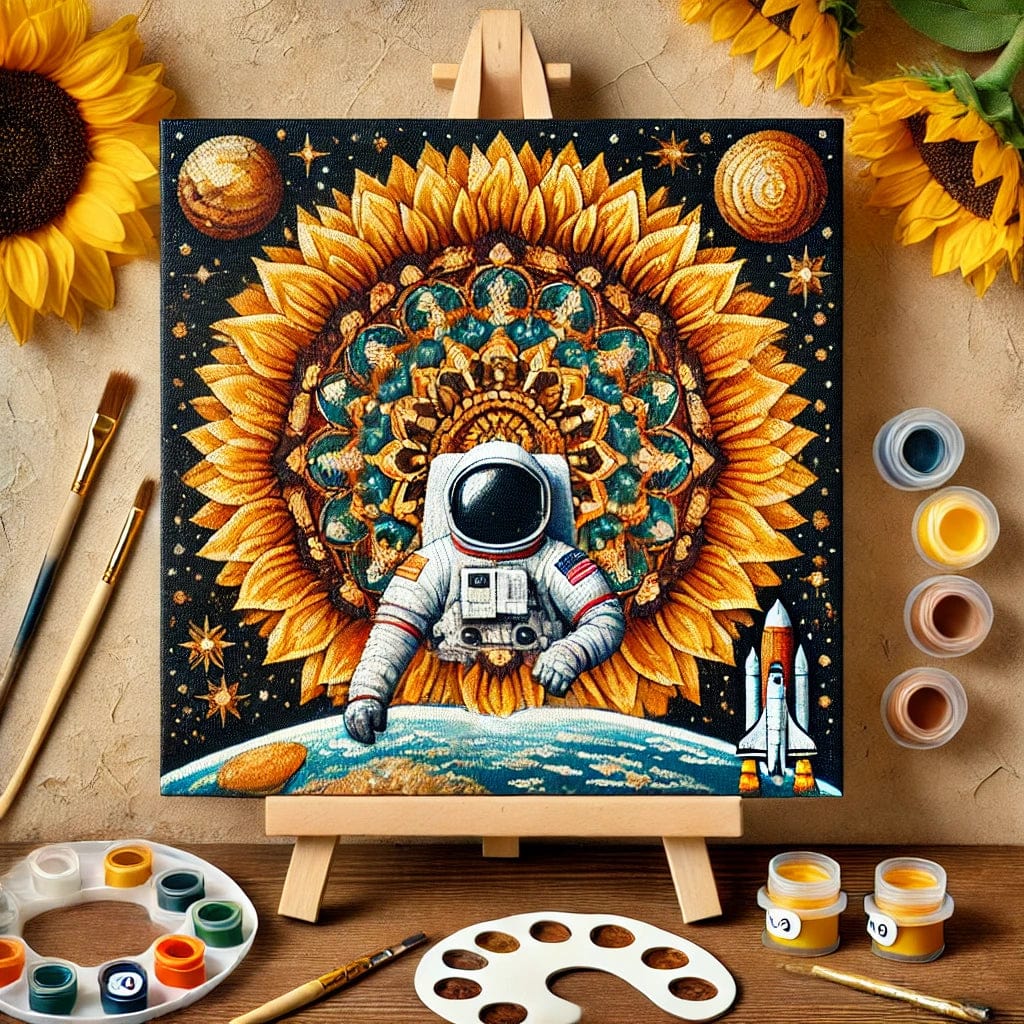 'Astronaut x Mandalas' Original Paint by Numbers 40x40cm Colourmost