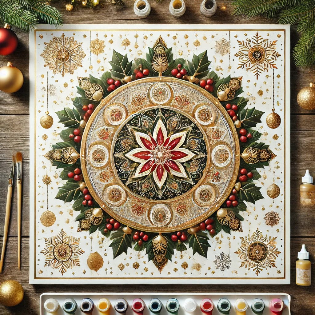 'Christmas x Mandalas' Original Paint by Numbers 40x40cm Colourmost