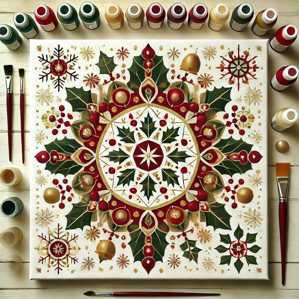 'Christmas x Mandalas' Original Paint by Numbers 40x40cm Colourmost