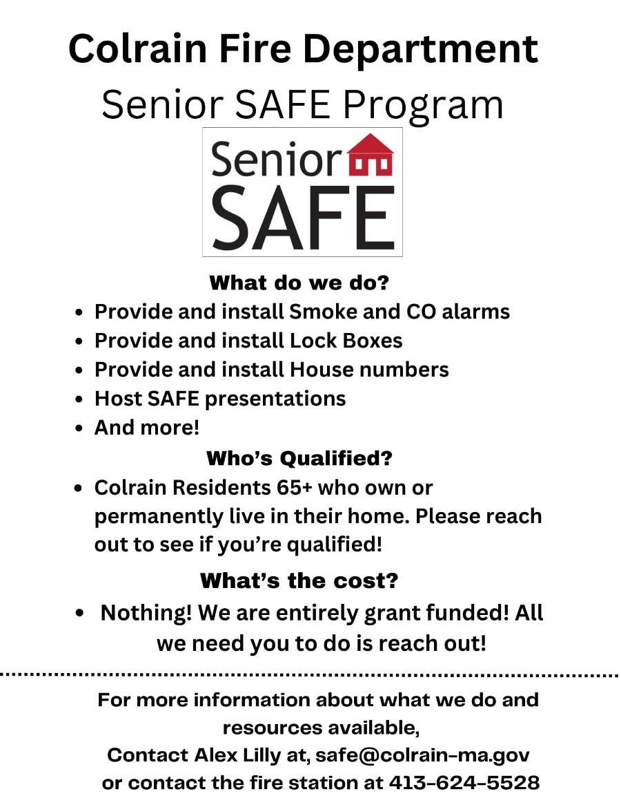 New Senior SAFE Program Kicks Off Town of Colrain, MA