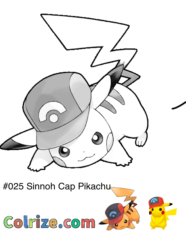Sinnoh Cap Pikachu coloring page