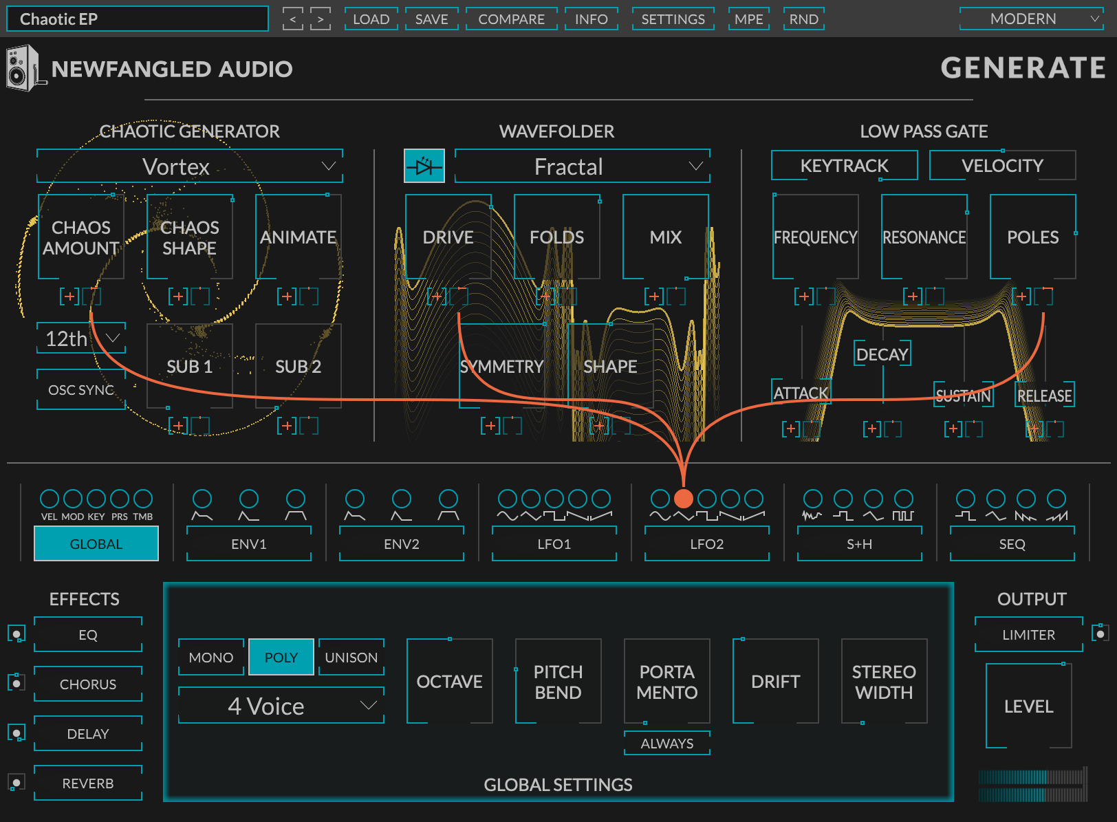 Generate Chaotic Oscillator Polysynth by Newfangled Audio