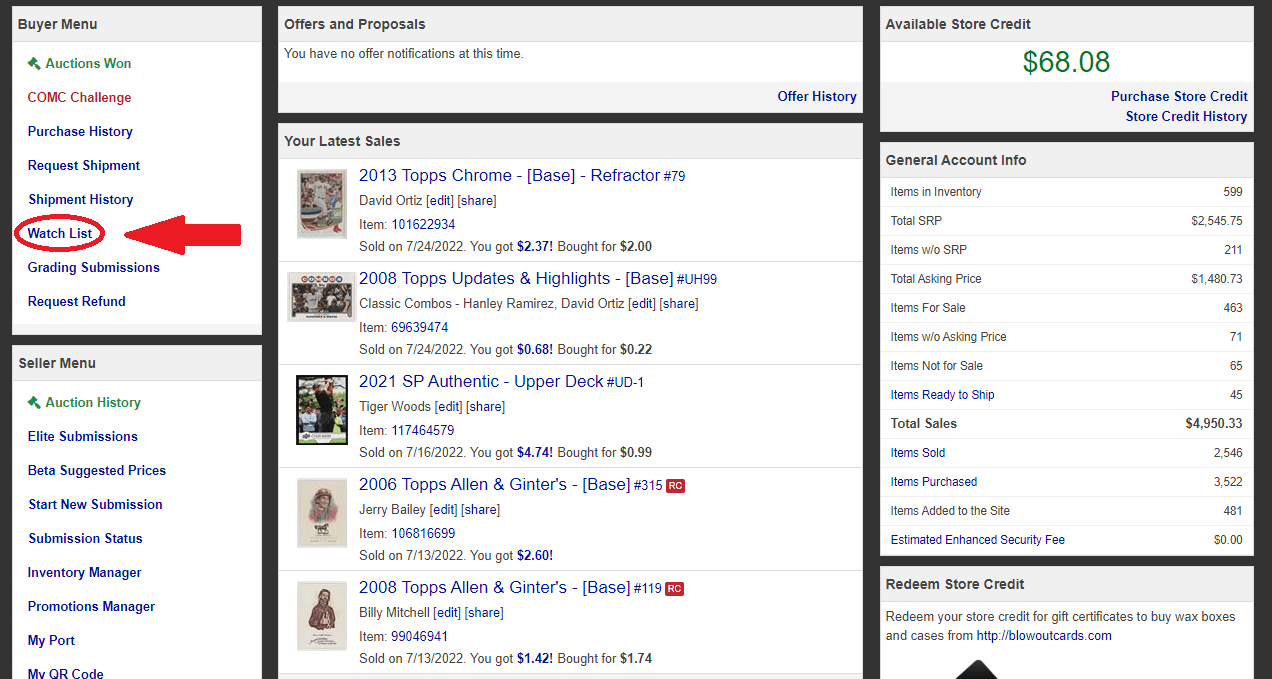 Using the Watch List COMC