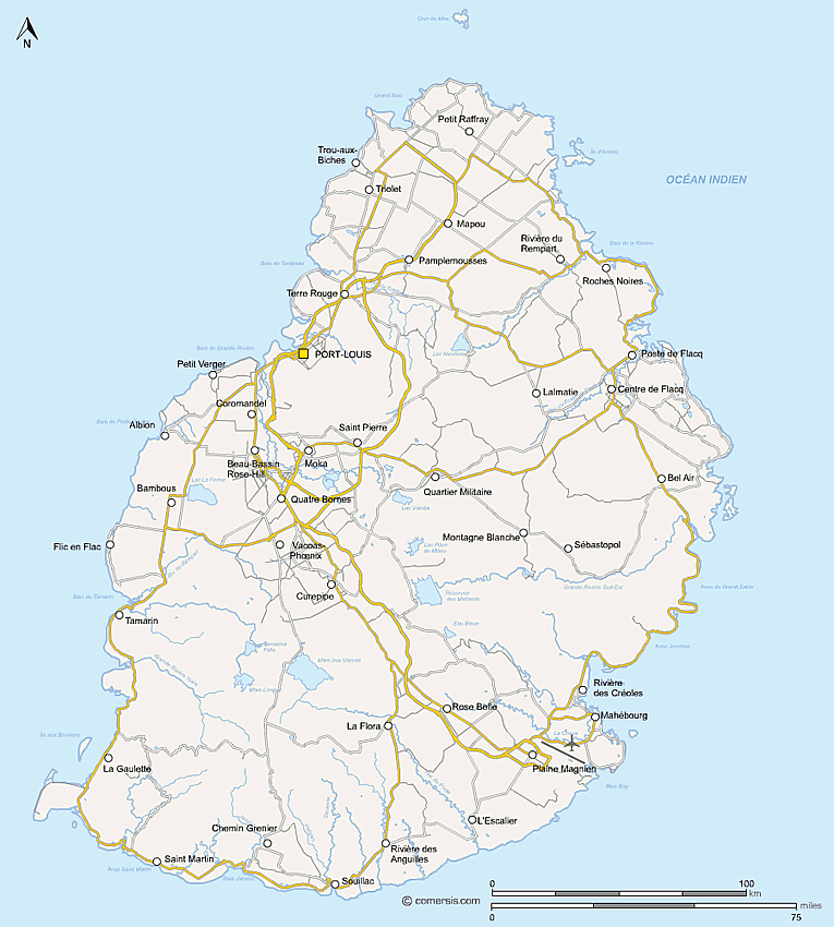 Pain Points Carte Routes de l'ile Maurice