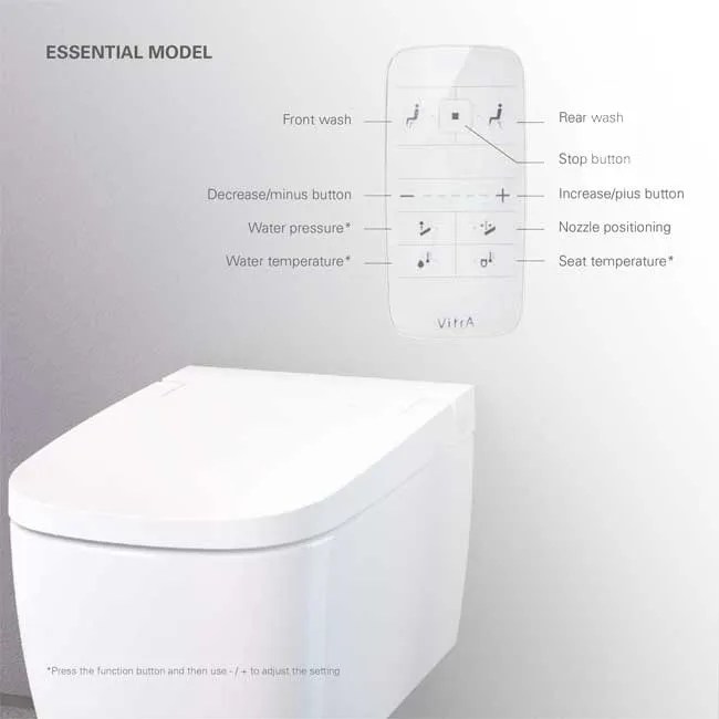 VitrA VCare Smart Bidet Toilet, Essential Model Comfortcleanse