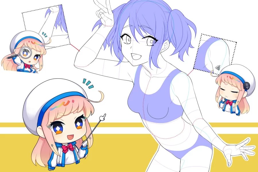 簡単解説】女の子のお顔をかわいく描く方法 | メディバンペイント(Medibang Paint) 女の子のポーズイラストの描き方！魅力的なポーズの女の子を描くコツを解説 - イラスト・漫画(マンガ)教室 Egaco(エガコ)