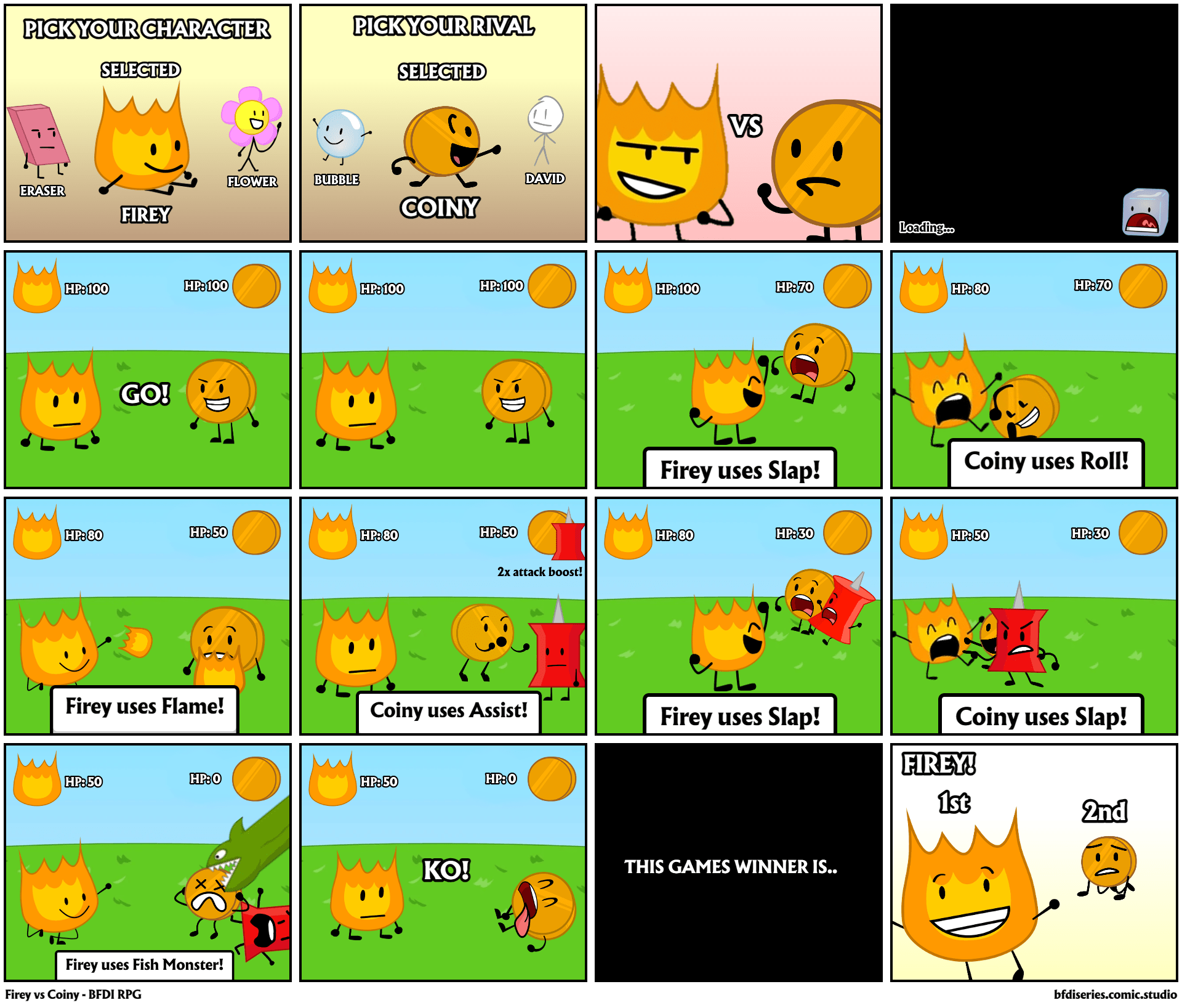 Firey vs Coiny BFDI RPG Comic Studio