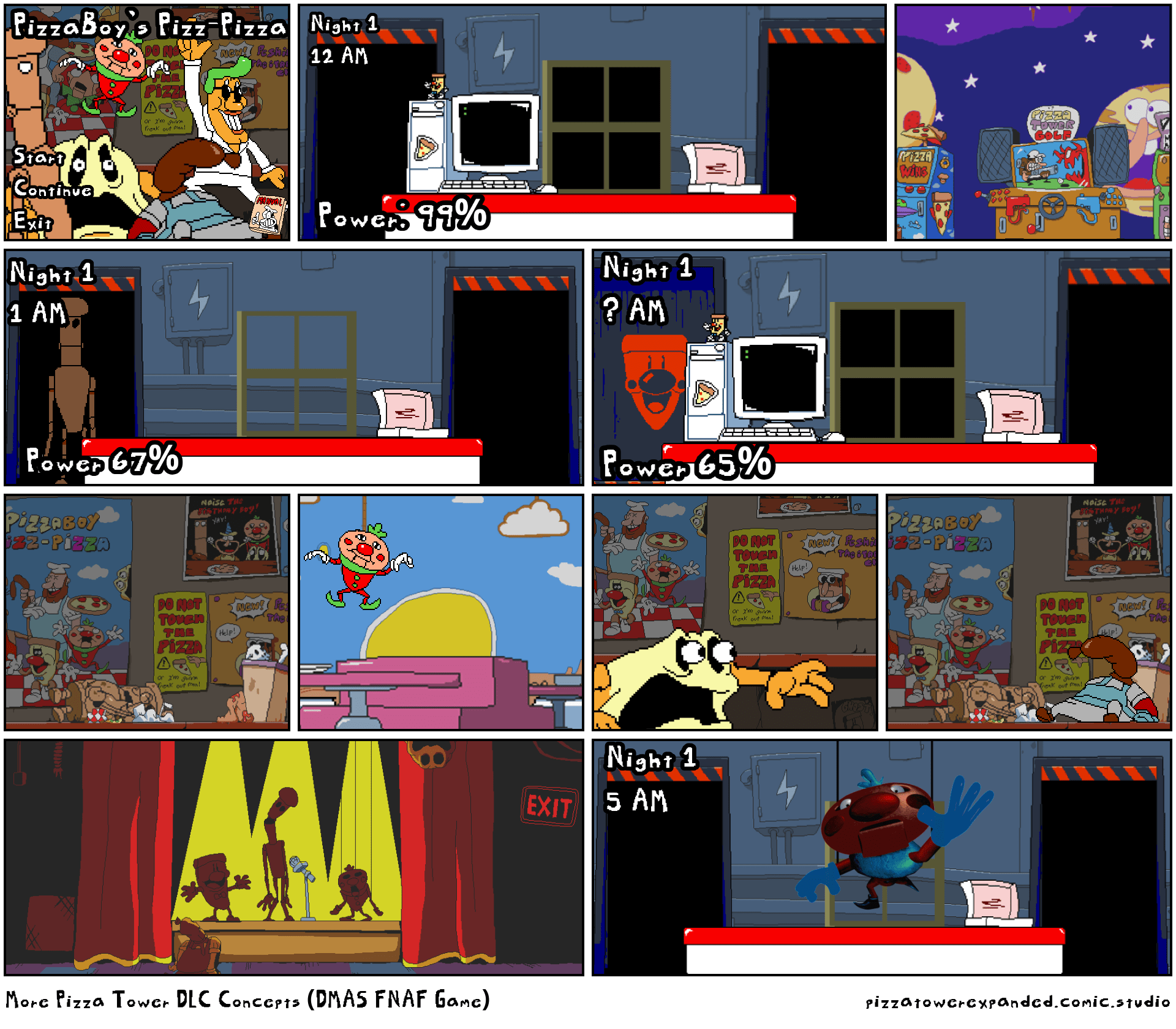 More Pizza Tower DLC Concepts (DMAS FNAF Game) Comic Studio