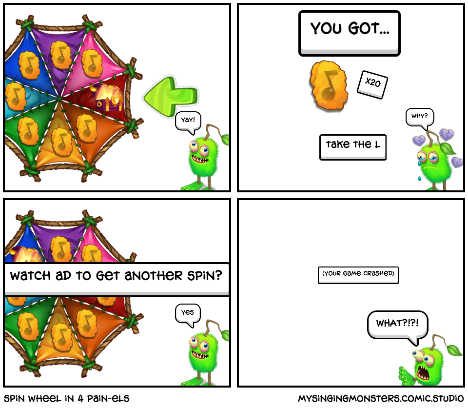 spin wheel in 4 painels Comic Studio