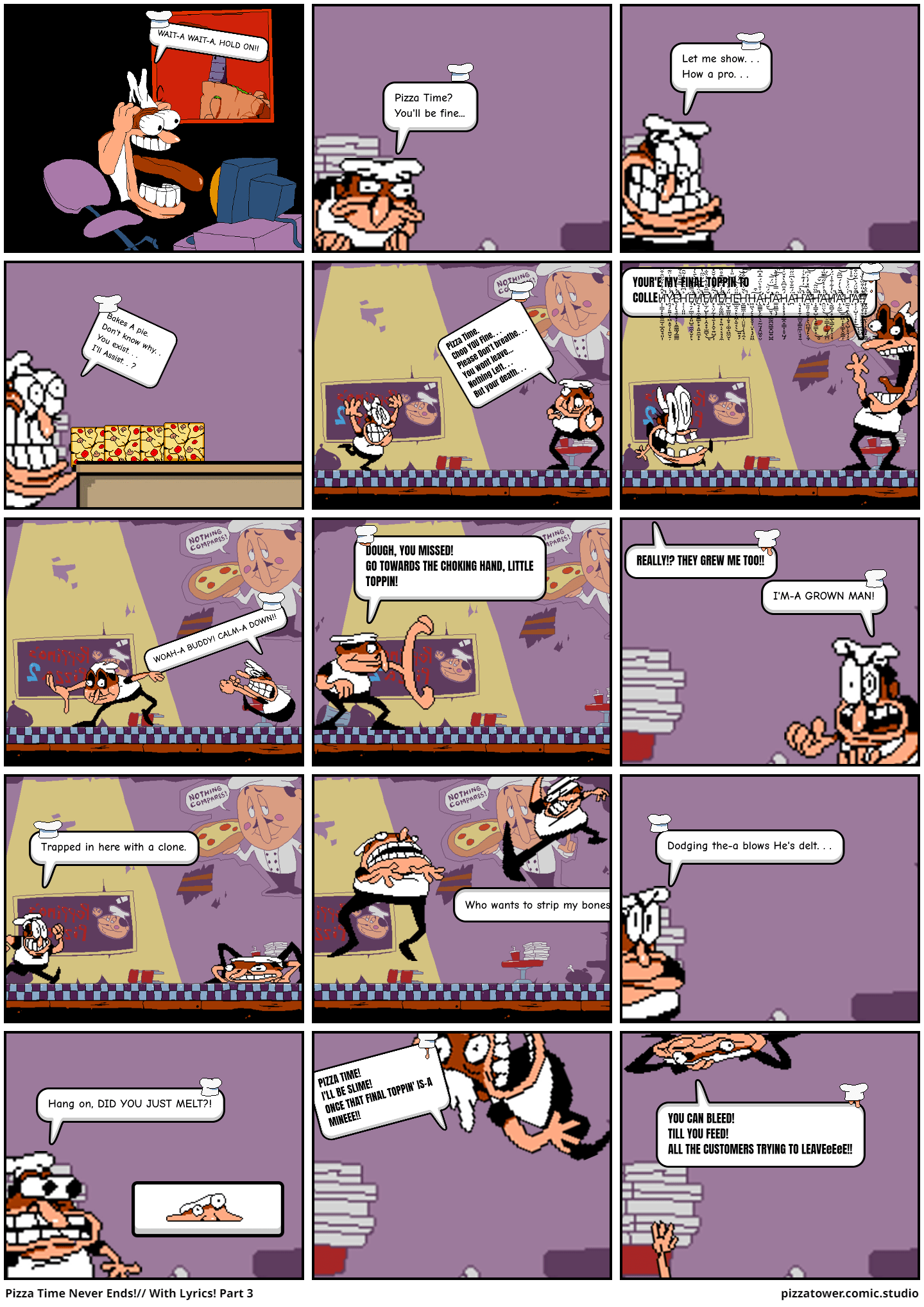 Pizza tower lyrics Comic Studio