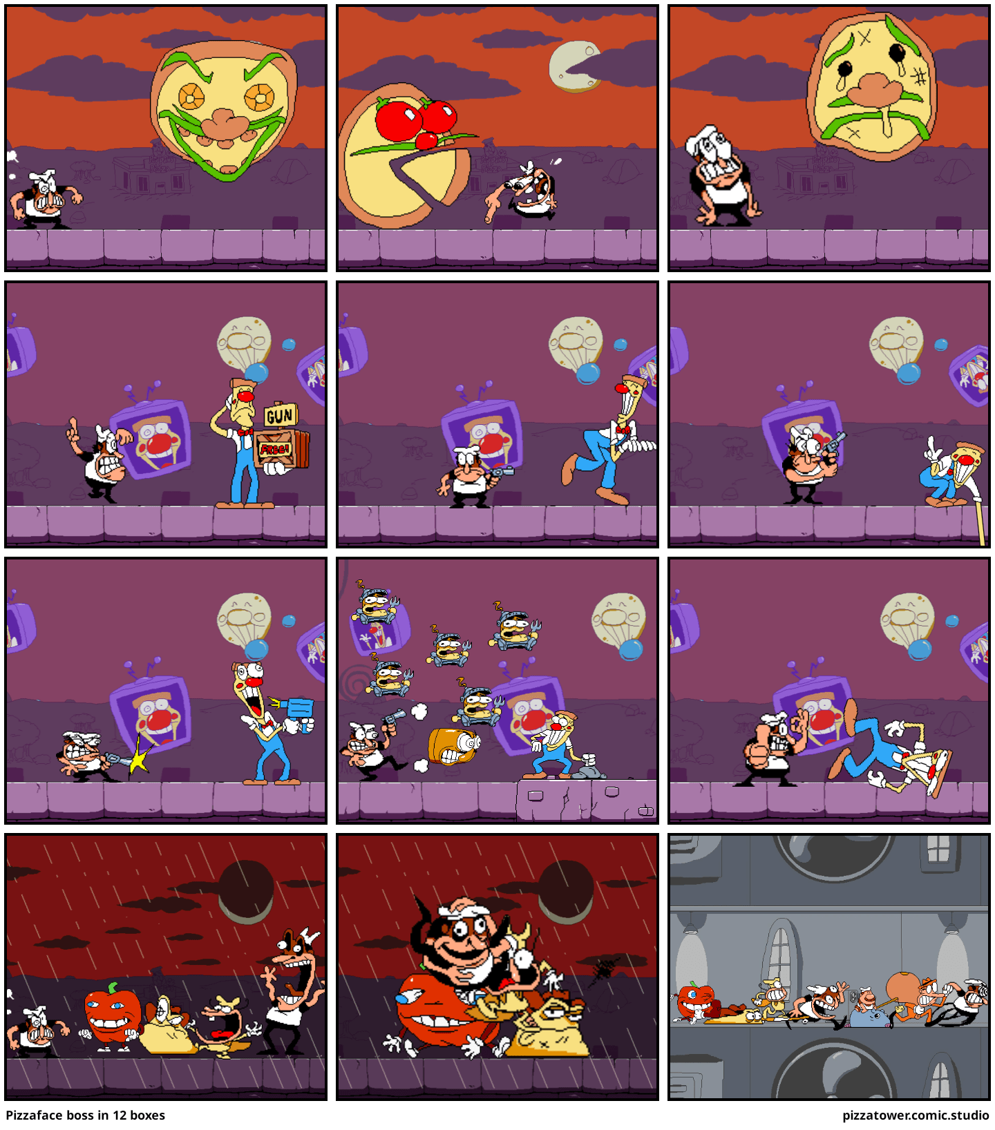 Pizzaface boss in 12 boxes Comic Studio