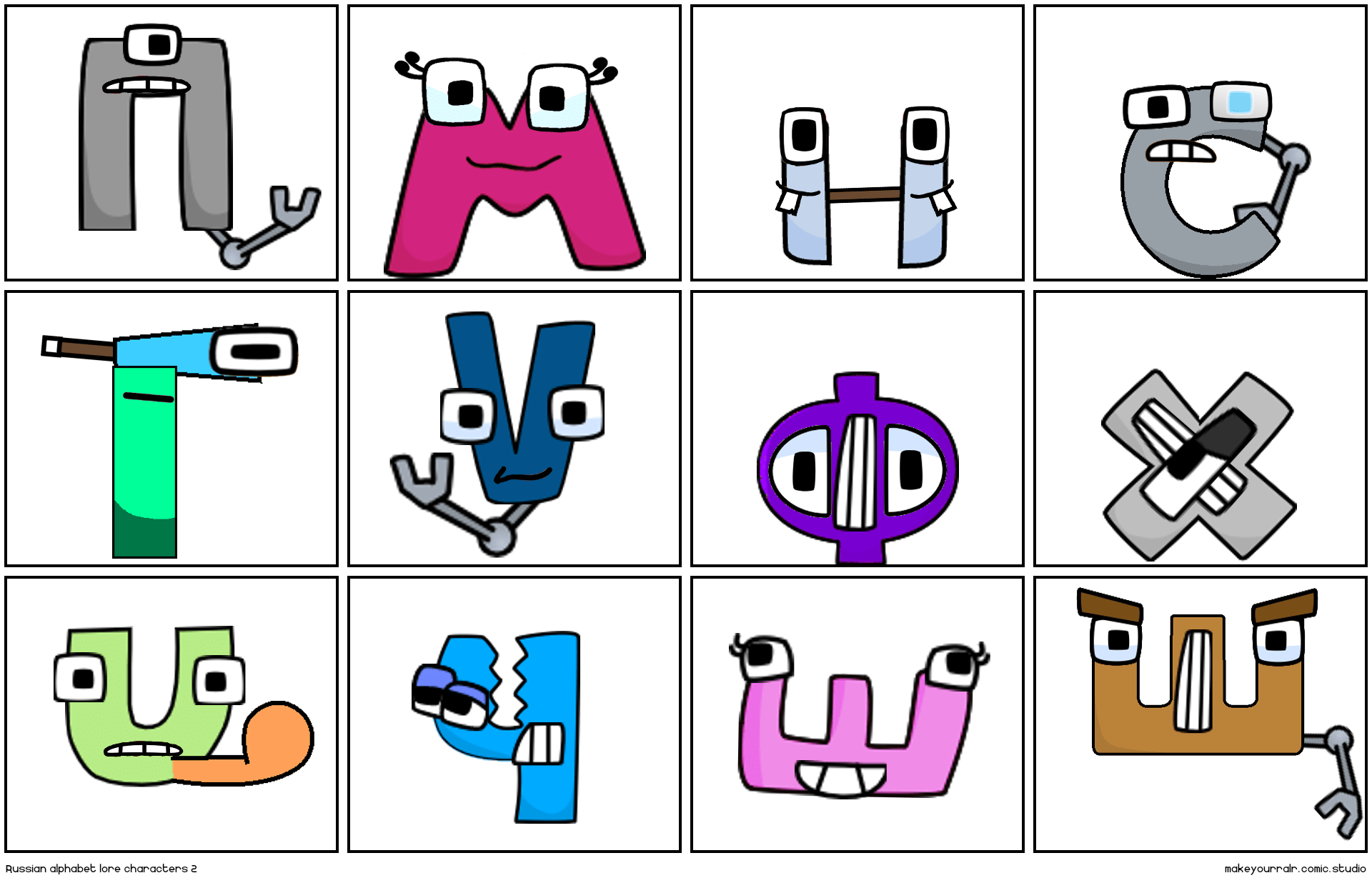 Russian alphabet lore characters 2 Comic Studio