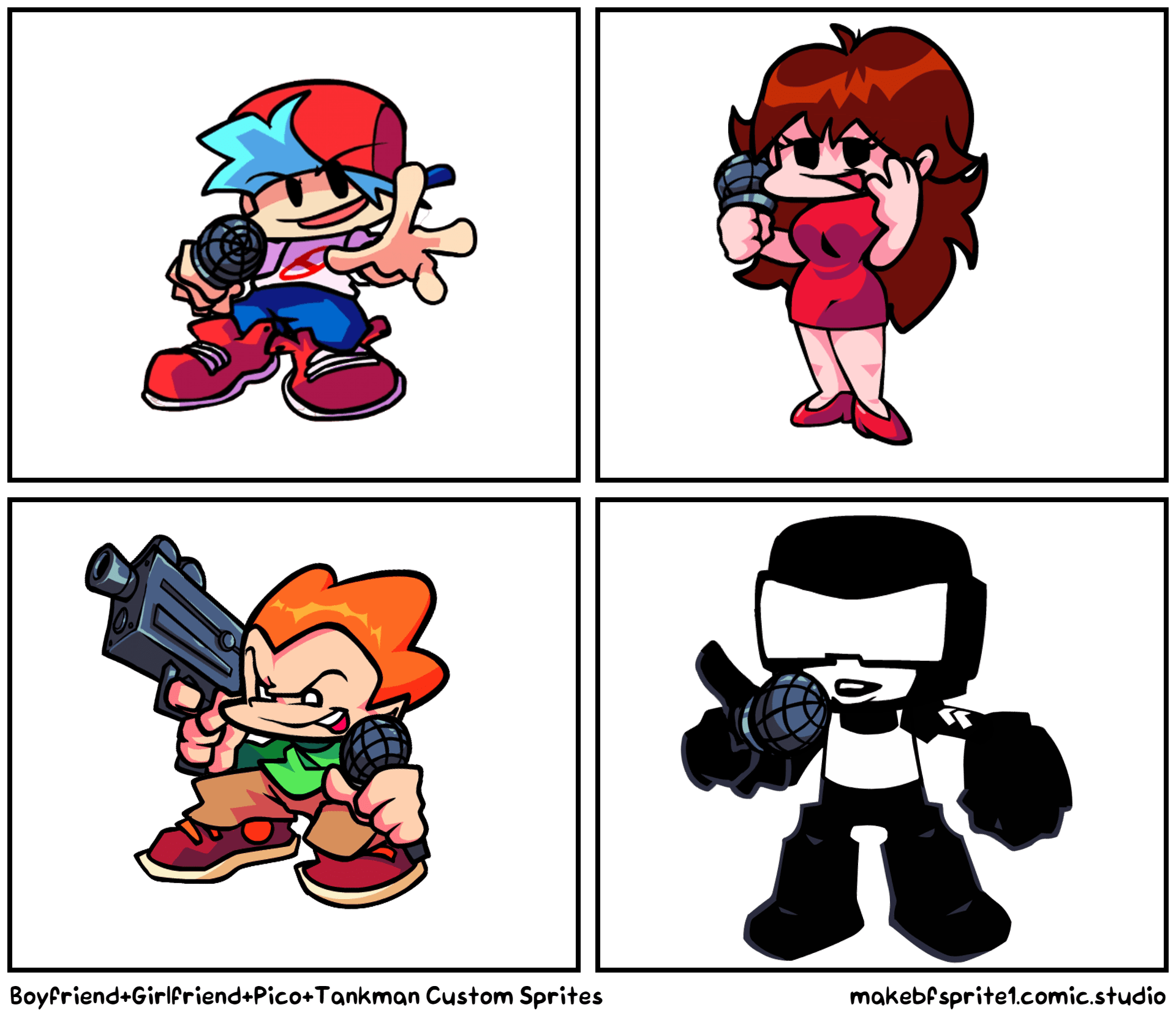 Boyfriend+Girlfriend+Pico+Tankman Custom Sprites Comic Studio