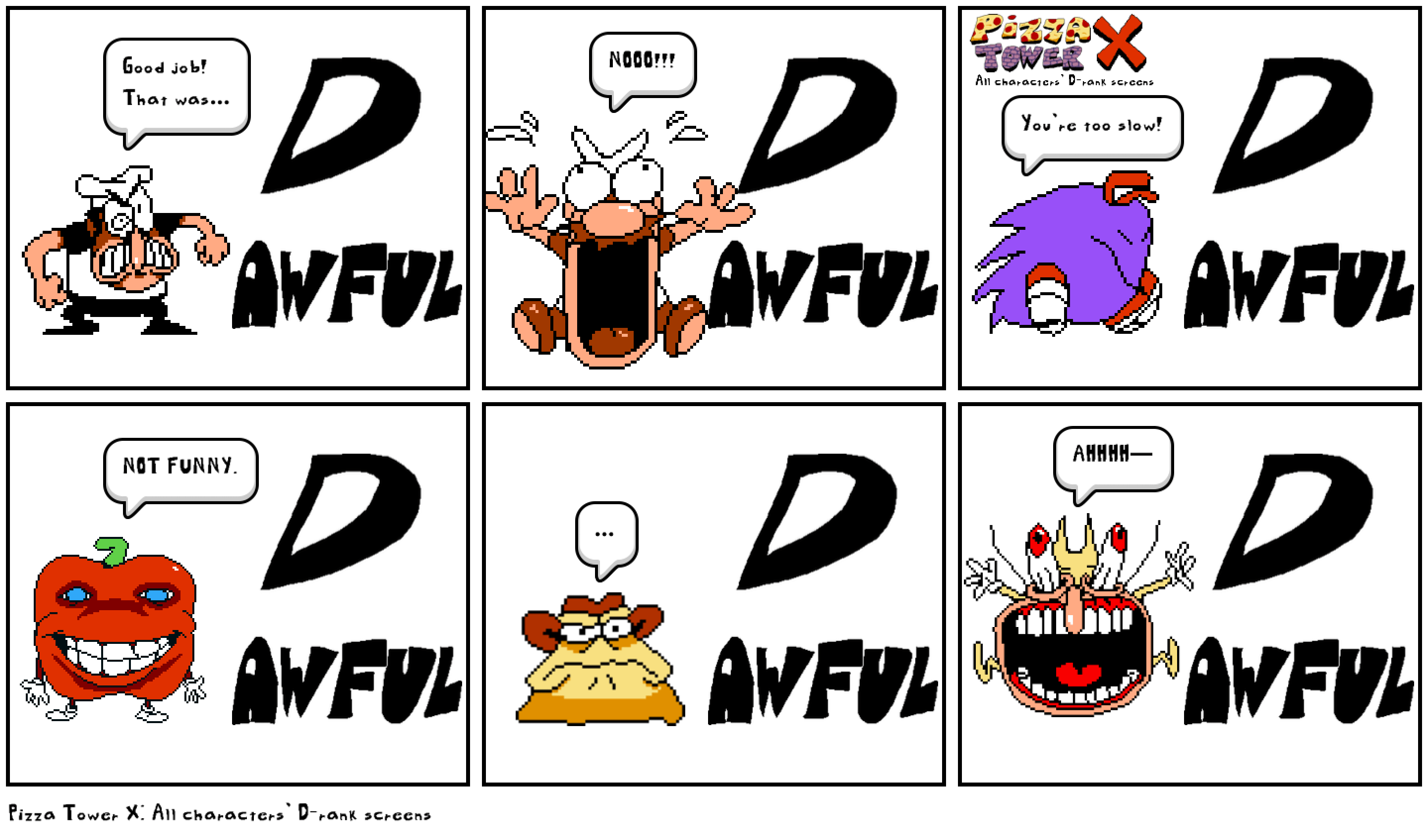 Pizza Tower X All characters’ Drank screens Comic Studio