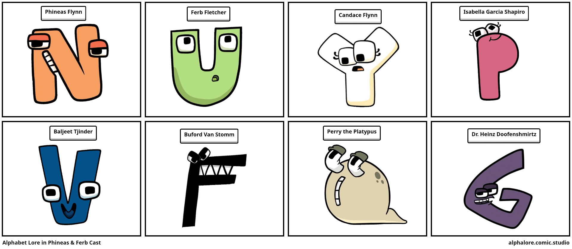 Alphabet Lore in Phineas & Ferb Cast Comic Studio