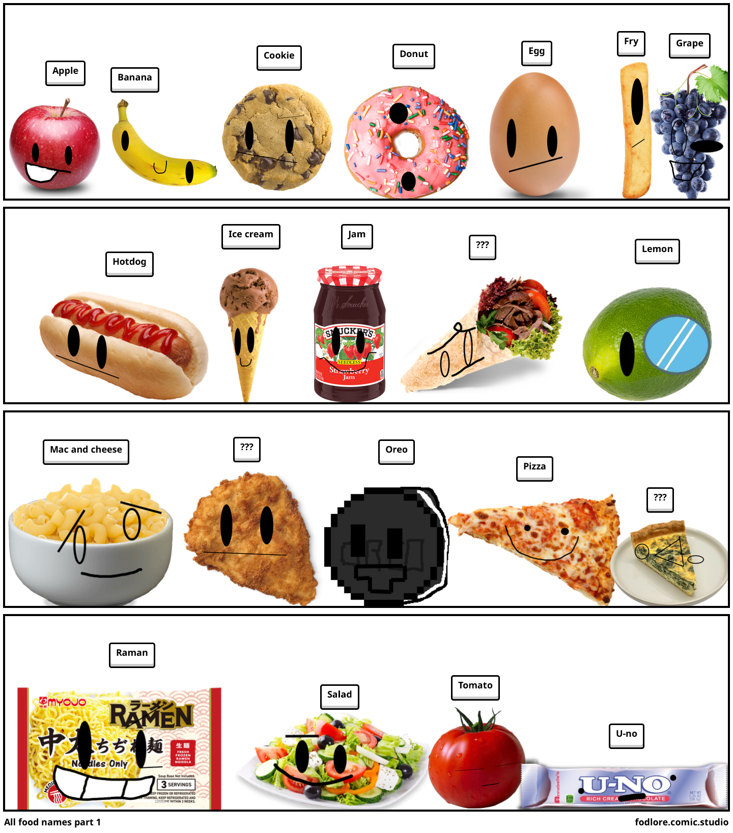 All food names part 1 Comic Studio