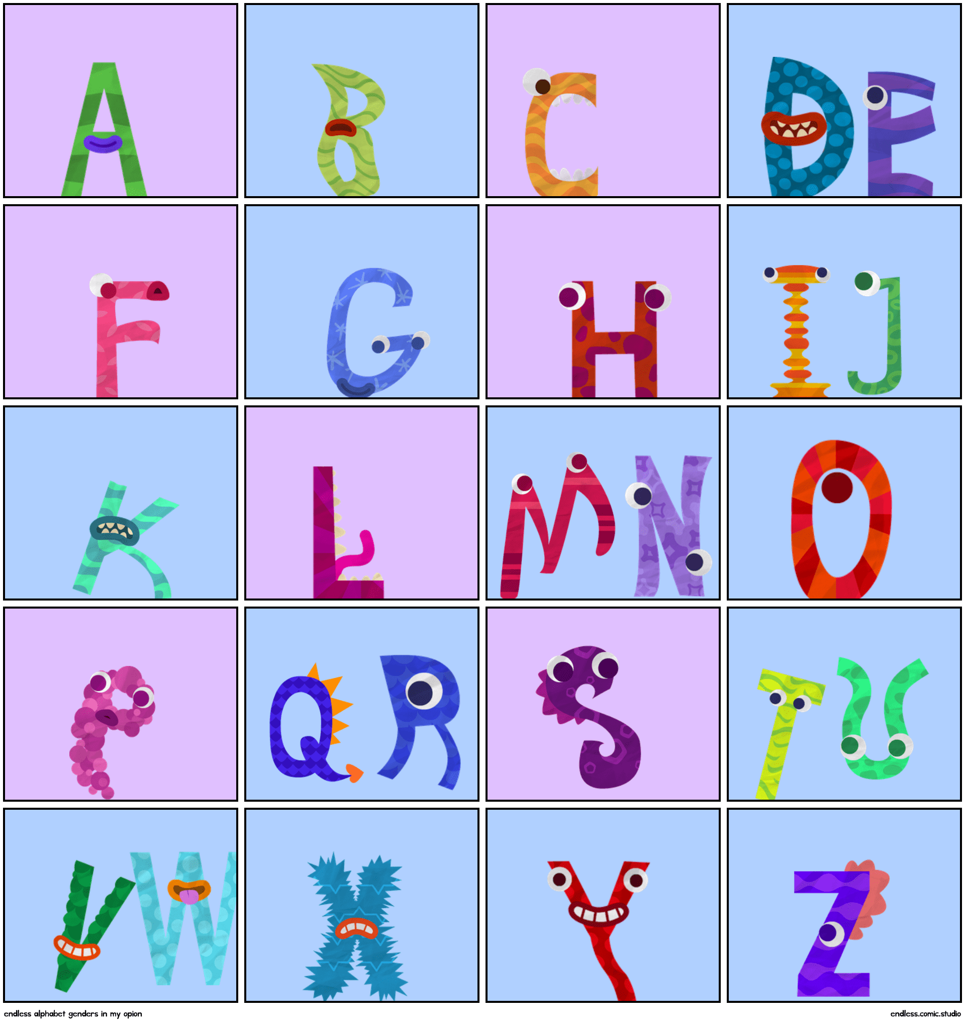 endless alphabet genders in my opion Comic Studio