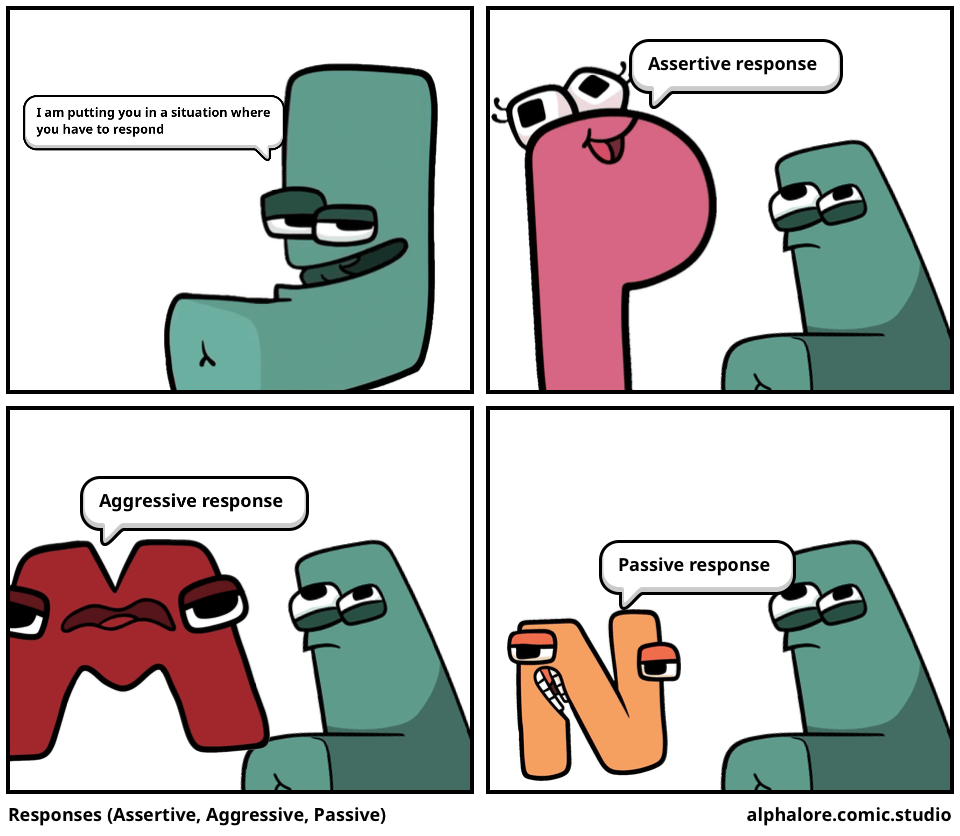 Responses (Assertive, Aggressive, Passive) Comic Studio