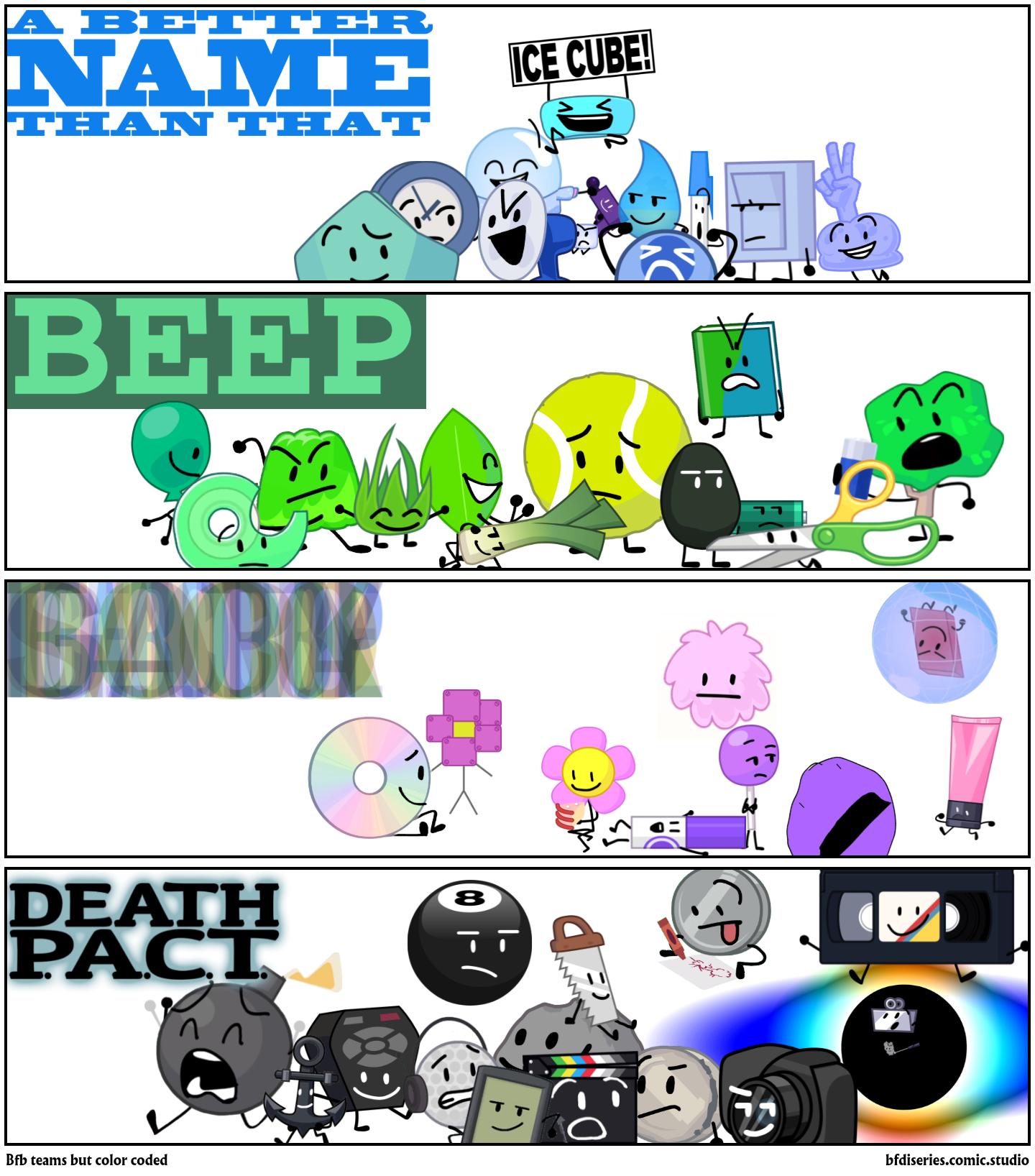 Bfb teams but color coded Comic Studio