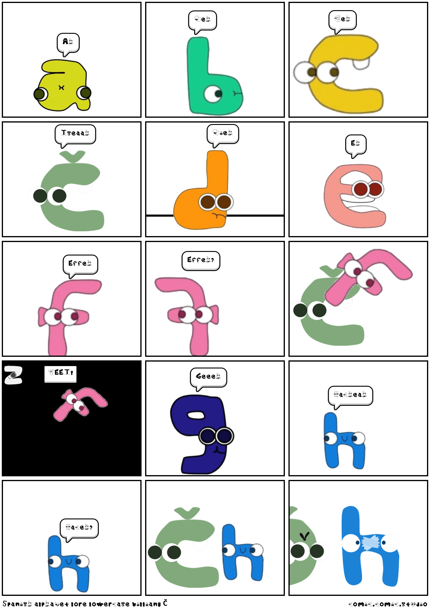 Spanish alphabet lore lowercase villian Č Comic Studio
