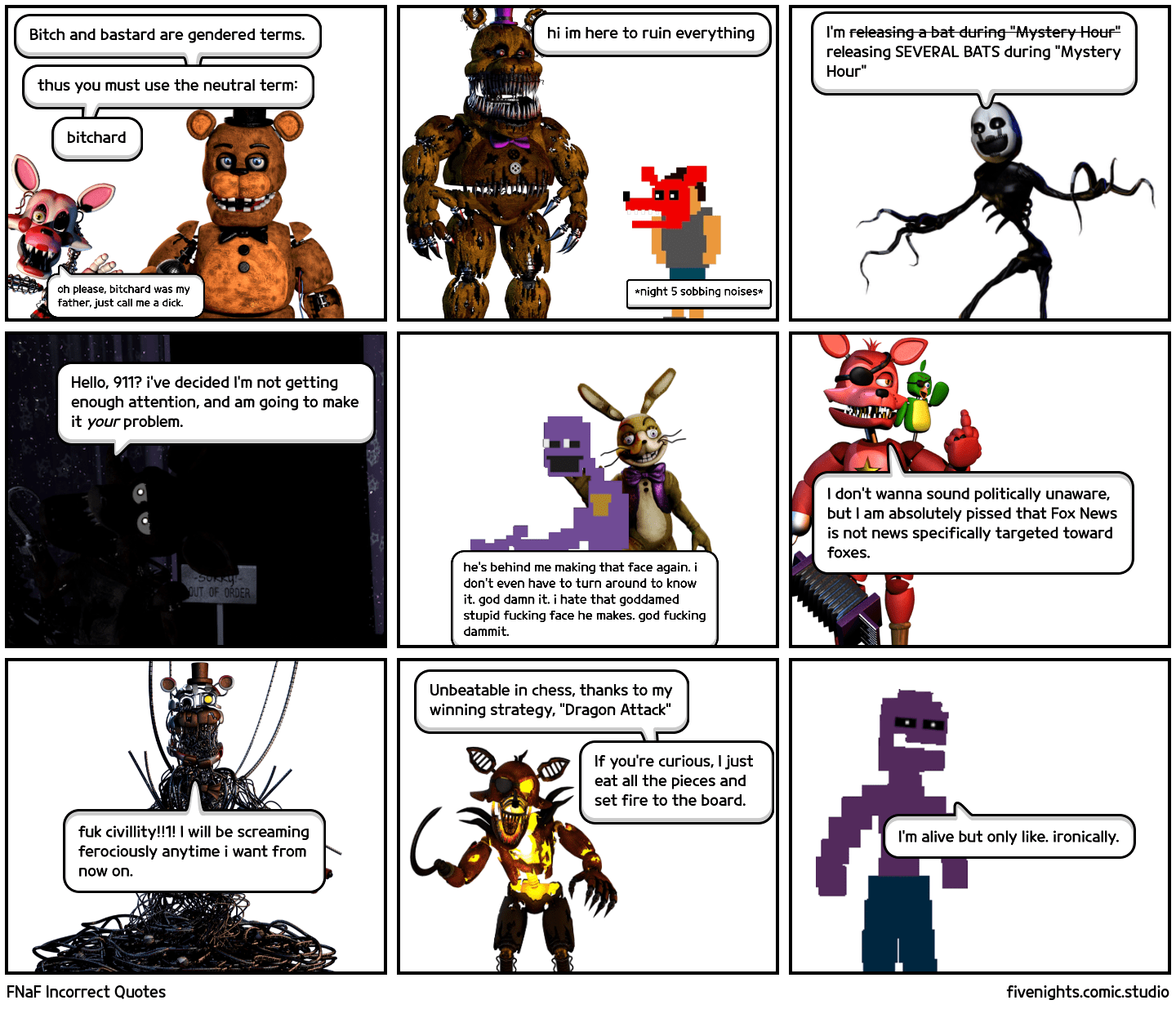 FNaF Incorrect Quotes Comic Studio