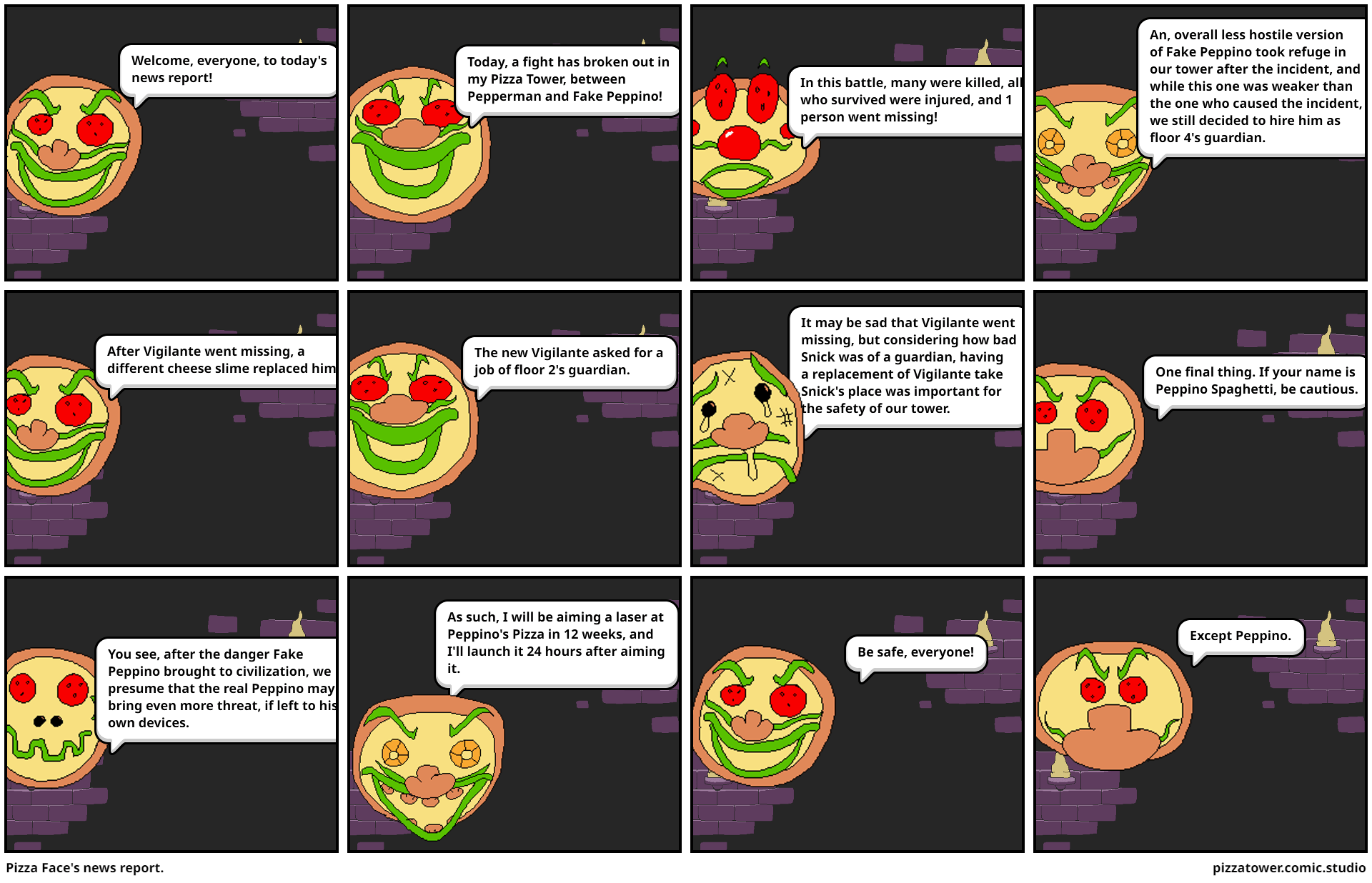 Pizza Face's news report. Comic Studio