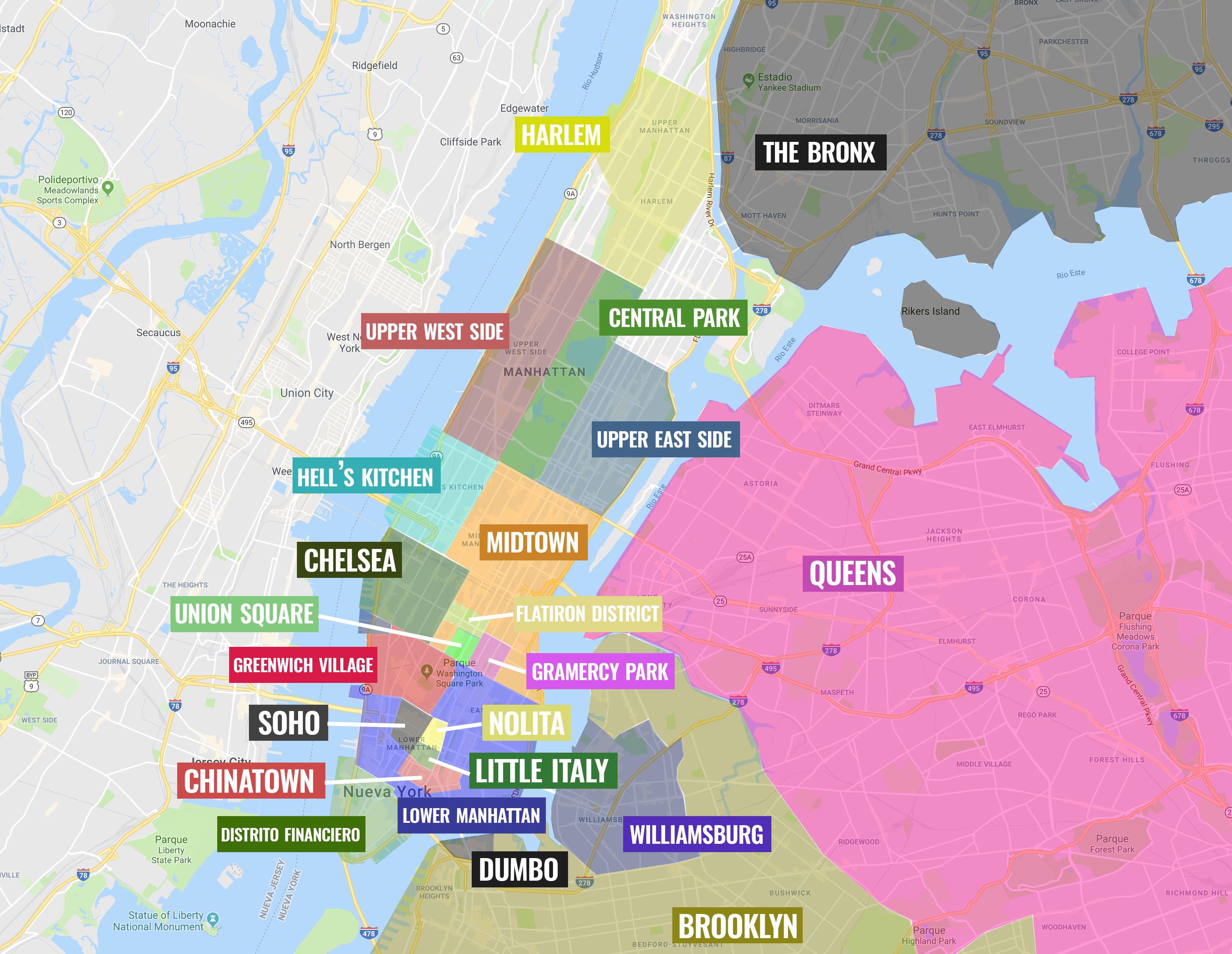 Barrios de Nueva York Qué ver Itinerarios Mapa