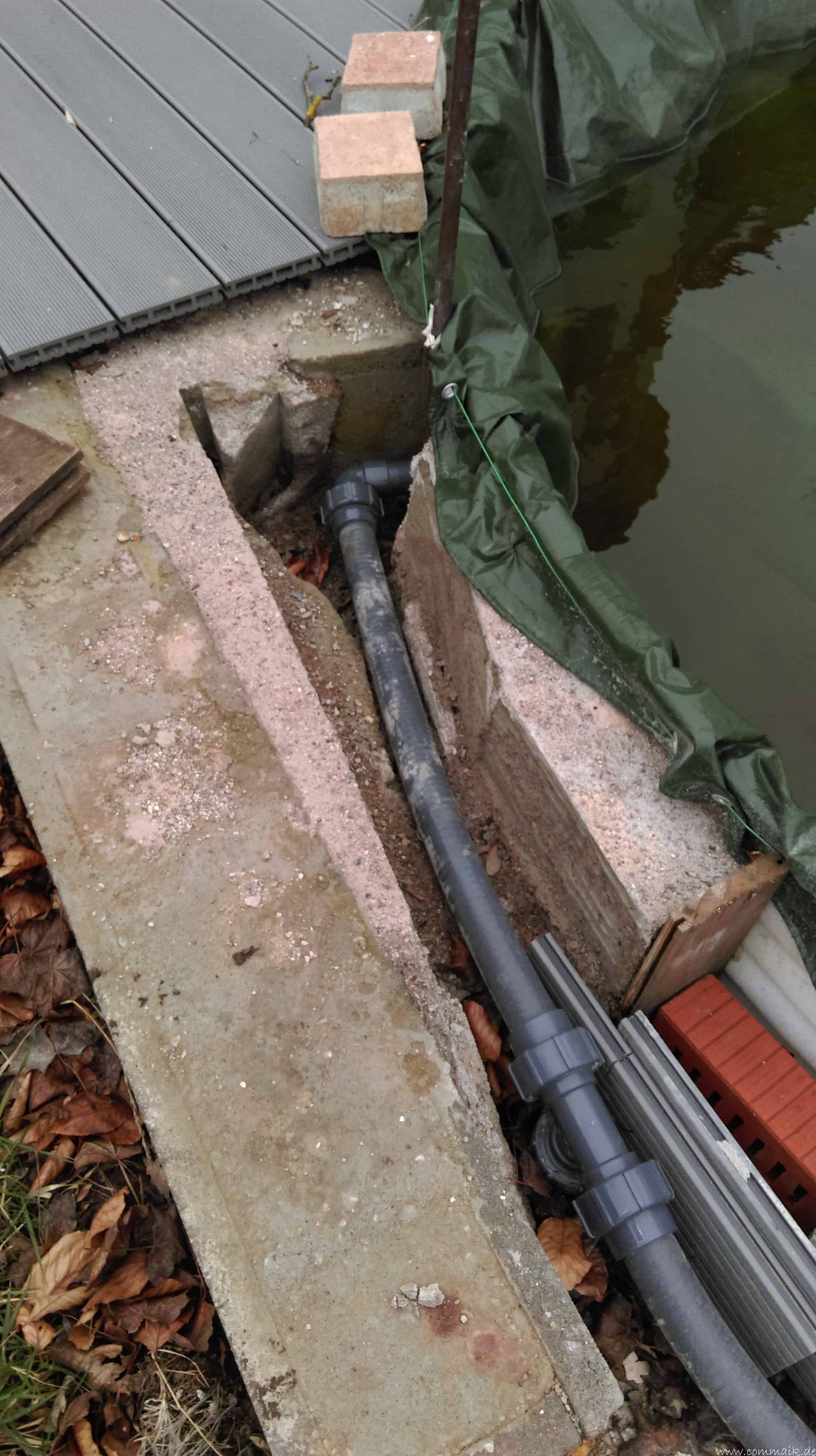 Projekt Poolbau Einbau von Skimmer, Düsen und dem