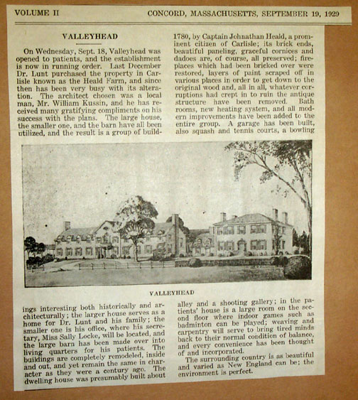 Valleyhead Hospital, 1929