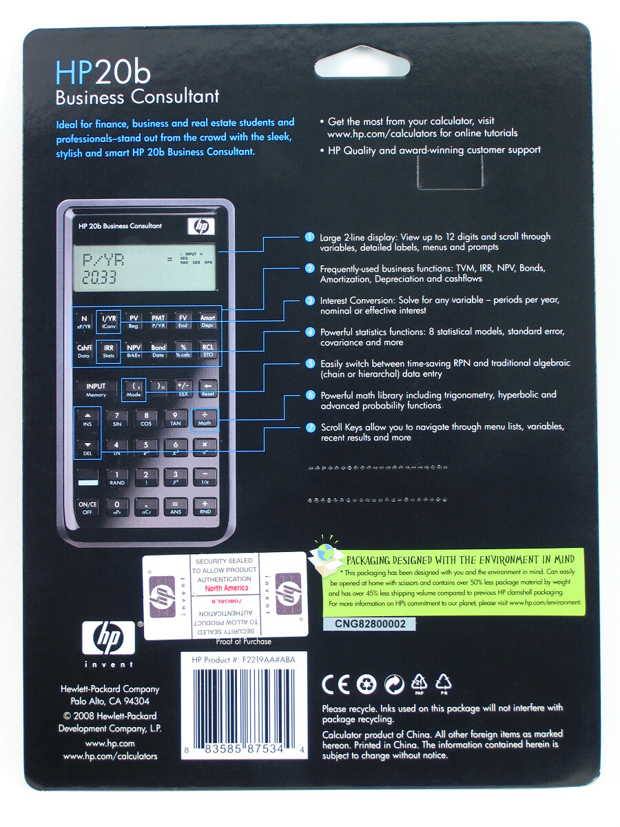 hp 20b 金融電卓 日本語マニュアル付属 ジュライ 格安 井村国際会のブログ