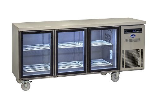 SANDEN "S" 600 SERIES 3 GLASS DOOR UNDER COUNTER FRIDGE 1800MM WIDE
