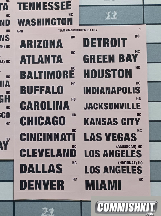 Fantasy Football DraftTeam Head Coach Labels Commish Kit