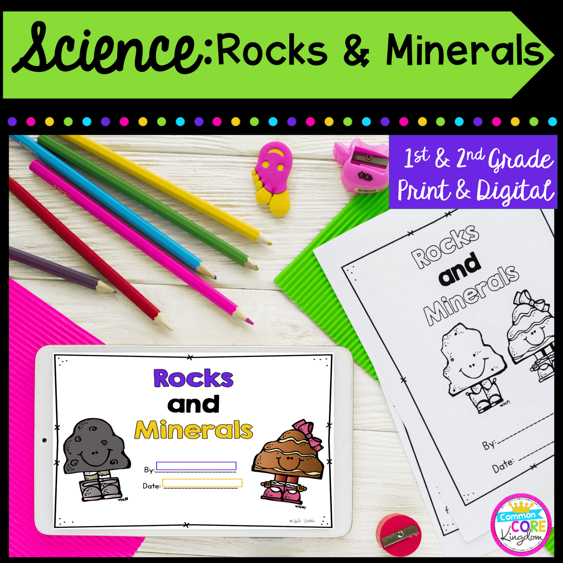 Rocks and Minerals- 1st &amp; 2nd Grade - Printable &amp; Digital | Common Core Kingdom