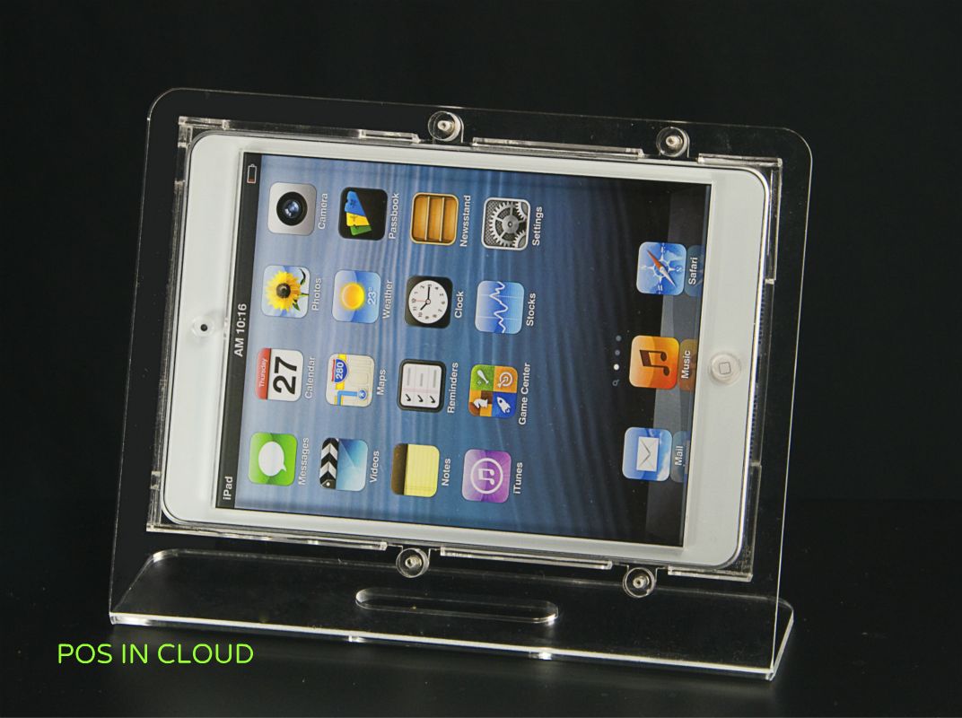 iPad mini Clear Acrylic Desktop Stand Kiosk POS Kit Fits Square Reader