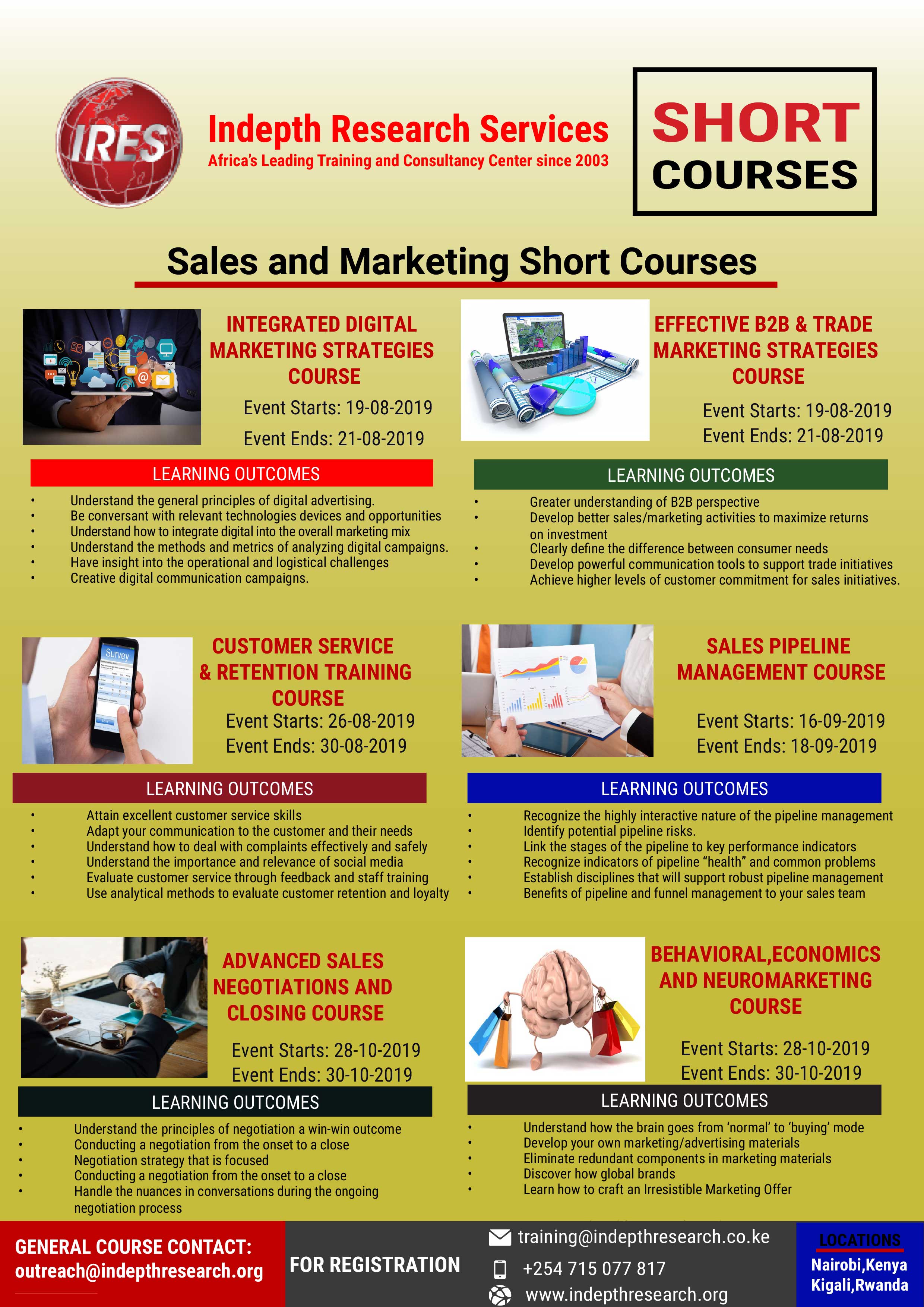 Sales and Marketing Short Training courses Tenders