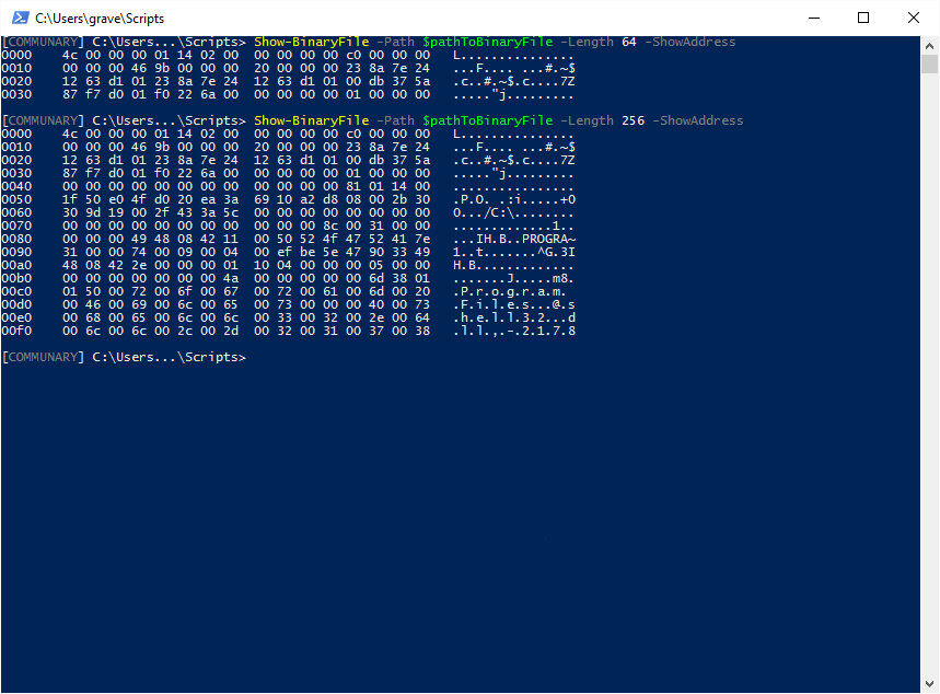 ShowBinaryFile A hex viewer in PowerShell Communary