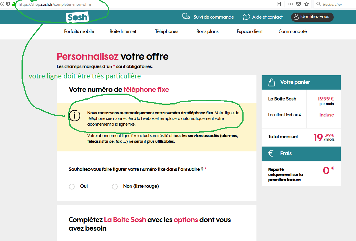 Garder numéro fixe Orange vers Sosh Communauté Sosh