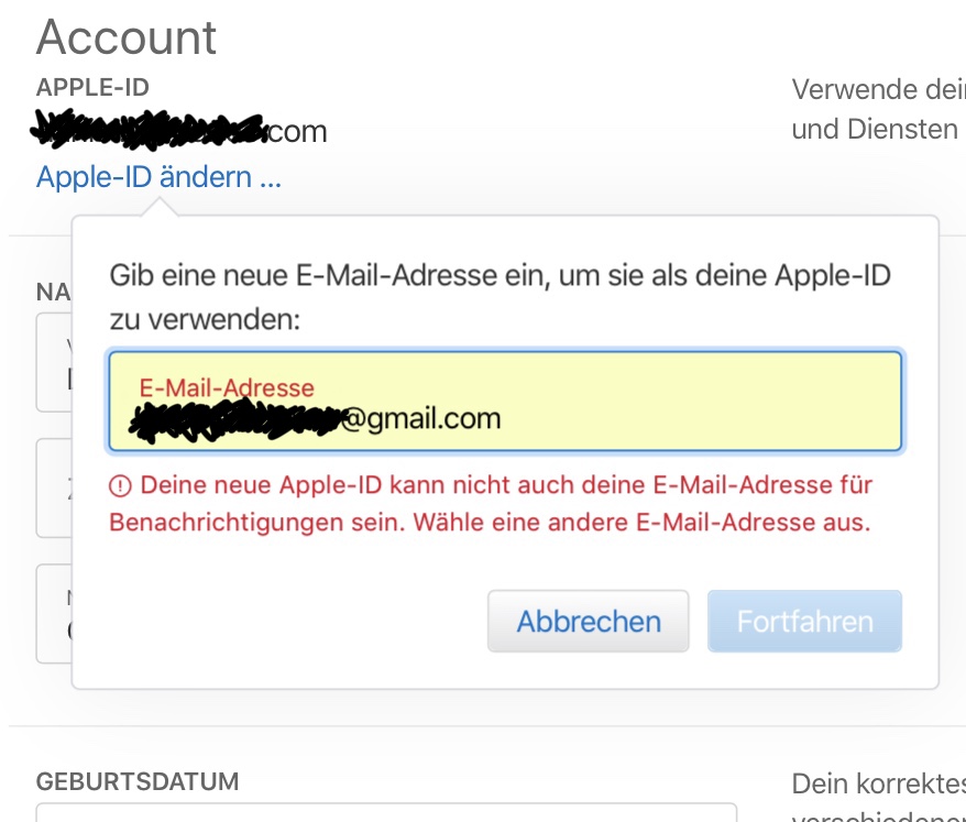 Kann Apple ID nicht ändern, EMailAdress… Apple Community