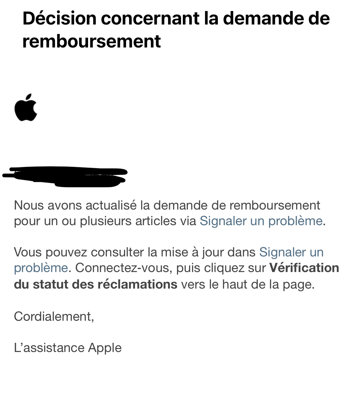 Modalités de remboursement Apple Communauté Apple